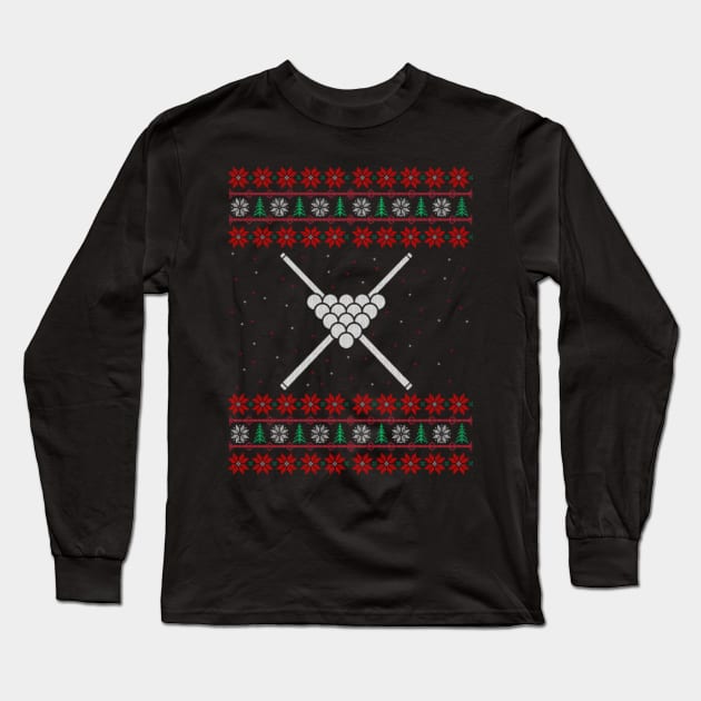 Billiards Ugly Christmas Sweater Gift Cute Long Sleeve T-Shirt by uglygiftideas